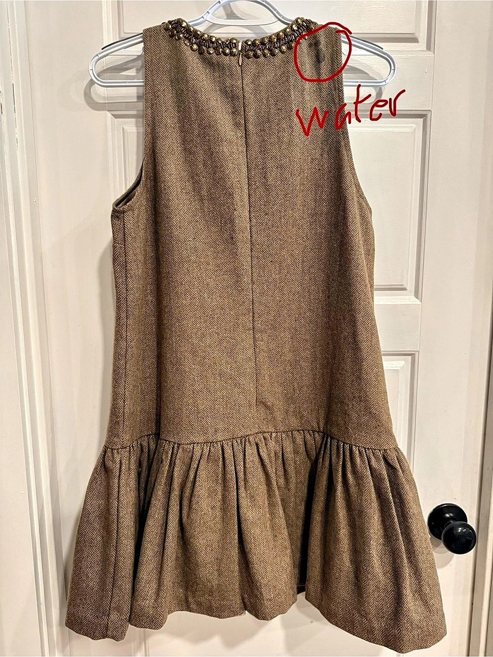 Anthropologie Beaded Keyhole Shift Dress Beaded Mini Dress Brown Size Small NWT - Picture 6 of 7